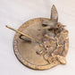 Vintage Medium Circular Brass Bird & Floral Sundial