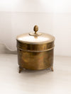 Vintage Medium Circular Brass Caddy with Finial and 3 Toes