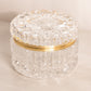 Vintage Medium Circular Clear Crystal Glass Hinged Lidded Jar