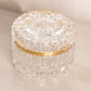 Vintage Medium Circular Clear Crystal Glass Hinged Lidded Jar