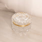 Vintage Medium Circular Clear Crystal Glass Hinged Lidded Jar