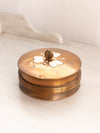 Vintage Medium Circular Copper and Glass Lidded Dish with Floral Details