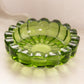 Vintage Medium Circular Scalloped Green Glass Ashtray Dish