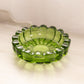Vintage Medium Circular Scalloped Green Glass Ashtray Dish