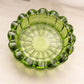 Vintage Medium Circular Scalloped Green Glass Ashtray Dish