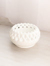 Vintage Medium Circular White Milk Glass Bowl with Lattice Edge
