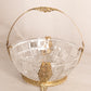 Vintage Medium Clear Glass Divided Handled Bowl with Gold Tone Details