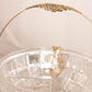 Vintage Medium Clear Glass Divided Handled Bowl with Gold Tone Details