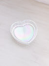 Vintage Medium Clear Iridescent Glass Heart Dish (Missing Lid)