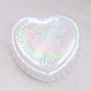 Vintage Medium Clear Iridescent Glass Heart Dish (Missing Lid)