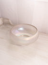 Vintage Medium Clear Iridescent Stretch Glass Footed Bowl