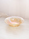 Vintage Medium Clear Orange Iridescent Glass Floral Rose Bowl
