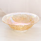 Vintage Medium Clear Orange Iridescent Glass Floral Rose Bowl