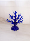 Vintage Medium Cobalt Blue Glass Moon & Star Jewelry Tree