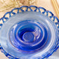 Vintage Medium Cobalt Blue Lattice Edge Footed Dish