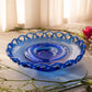 Vintage Medium Cobalt Blue Lattice Edge Footed Dish