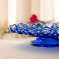 Vintage Medium Cobalt Blue Lattice Edge Footed Dish