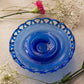 Vintage Medium Cobalt Blue Lattice Edge Footed Dish