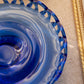 Vintage Medium Cobalt Blue Lattice Edge Footed Dish