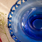 Vintage Medium Cobalt Blue Lattice Edge Footed Dish
