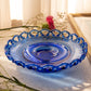 Vintage Medium Cobalt Blue Lattice Edge Footed Dish