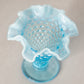 Vintage Cone Shaped Blue Fenton Hobnail Opalescent Glass Vase