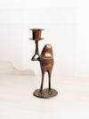 Vintage Medium Copper Bronze Tone Frog Candlestick