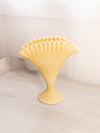 Vintage Medium Cream Matte Glass Fan Vase with Ruffle Edge