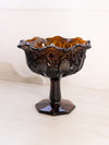 Vintage Medium Dark Amber Brown Quintec Glass Compote