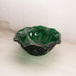 Vintage Medium Dark Green Glass Bowl with Fancy Designs