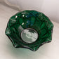 Vintage Medium Dark Green Glass Bowl with Fancy Designs