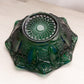 Vintage Medium Dark Green Glass Bowl with Fancy Designs