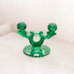 Vintage Medium Dark Green Glass Double Candleholder