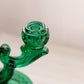 Vintage Medium Dark Green Glass Double Candleholder