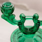 Vintage Medium Dark Green Glass Double Candleholder