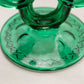 Vintage Medium Dark Green Glass Double Candleholder