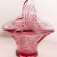 Vintage Medium Dark Pink Glass Bird Basket