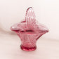 Vintage Medium Dark Pink Glass Bird Basket