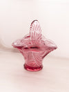 Vintage Medium Dark Pink Glass Bird Basket