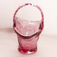 Vintage Medium Dark Pink Glass Bird Basket