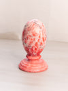 Vintage Medium Dark Pink Red Stone Egg on Base Figurine