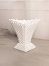 Vintage Medium Diamond Shaped White Milk Glass Footed Vase