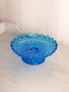 Vintage Medium Fenton Colonial Blue Glass Footed Dish