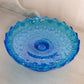 Vintage Medium Fenton Colonial Blue Glass Footed Dish