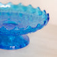 Vintage Medium Fenton Colonial Blue Glass Footed Dish