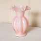 Vintage Medium Fenton Pink Overlay Iridescent Glass Vase