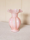 Vintage Medium Fenton Pink Overlay Iridescent Glass Vase