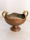 Vintage Medium Footed Copper Bowl with 2 Fancy Handles