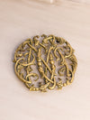 Vintage Medium Gold Brass Trivet with Vine Designs