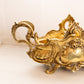 Vintage Medium Gold Tone Brass Jardinière Planter with Floral Designs